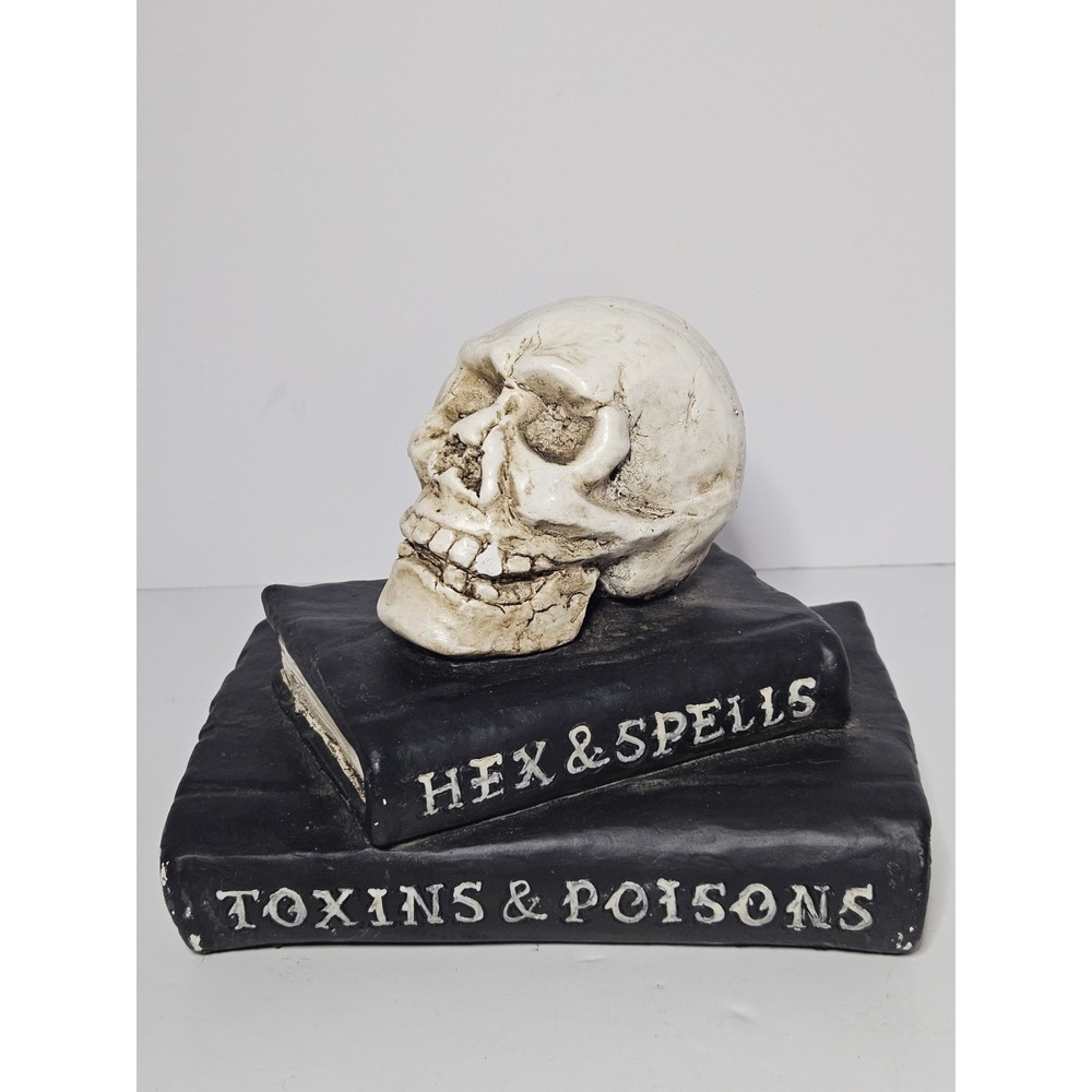 Celebrate It Halloween Skull On Spells & Poisons Books Tabletop Decor Figurine